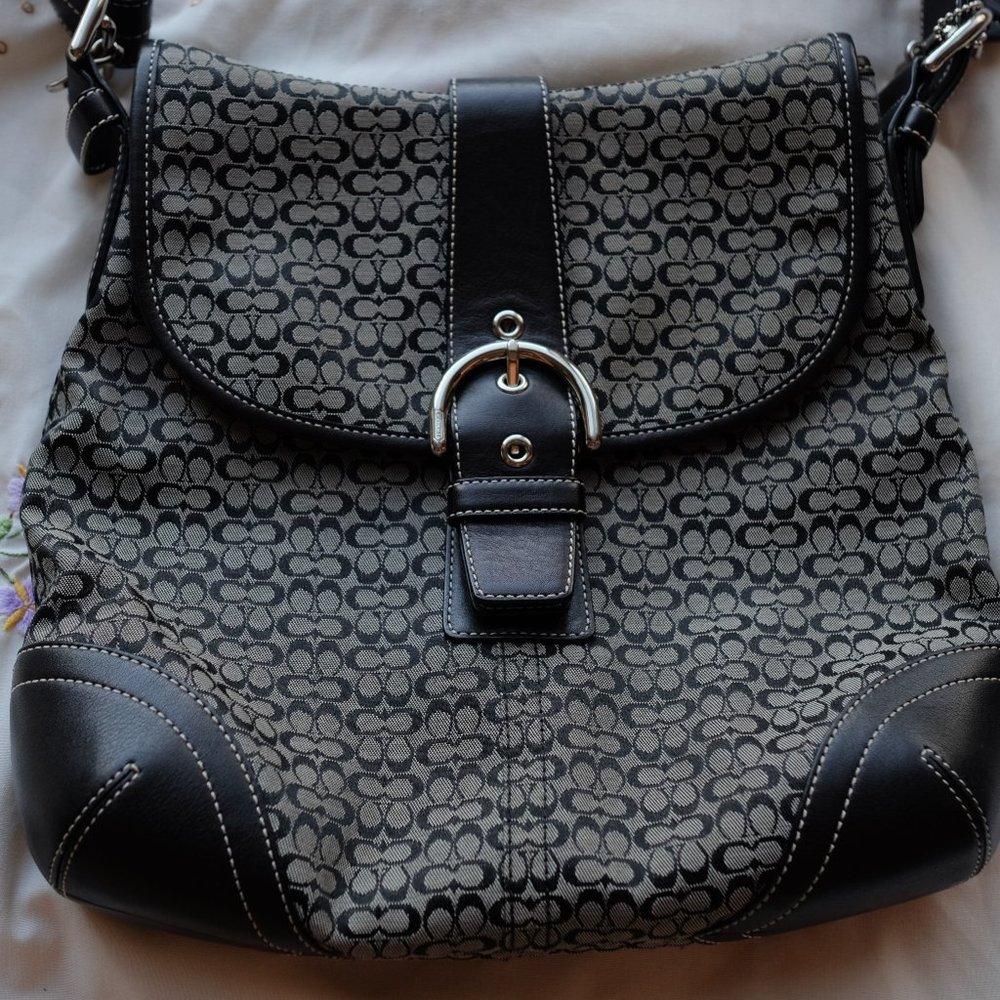 NWOT Coach Black Monogram Shoulder Bag